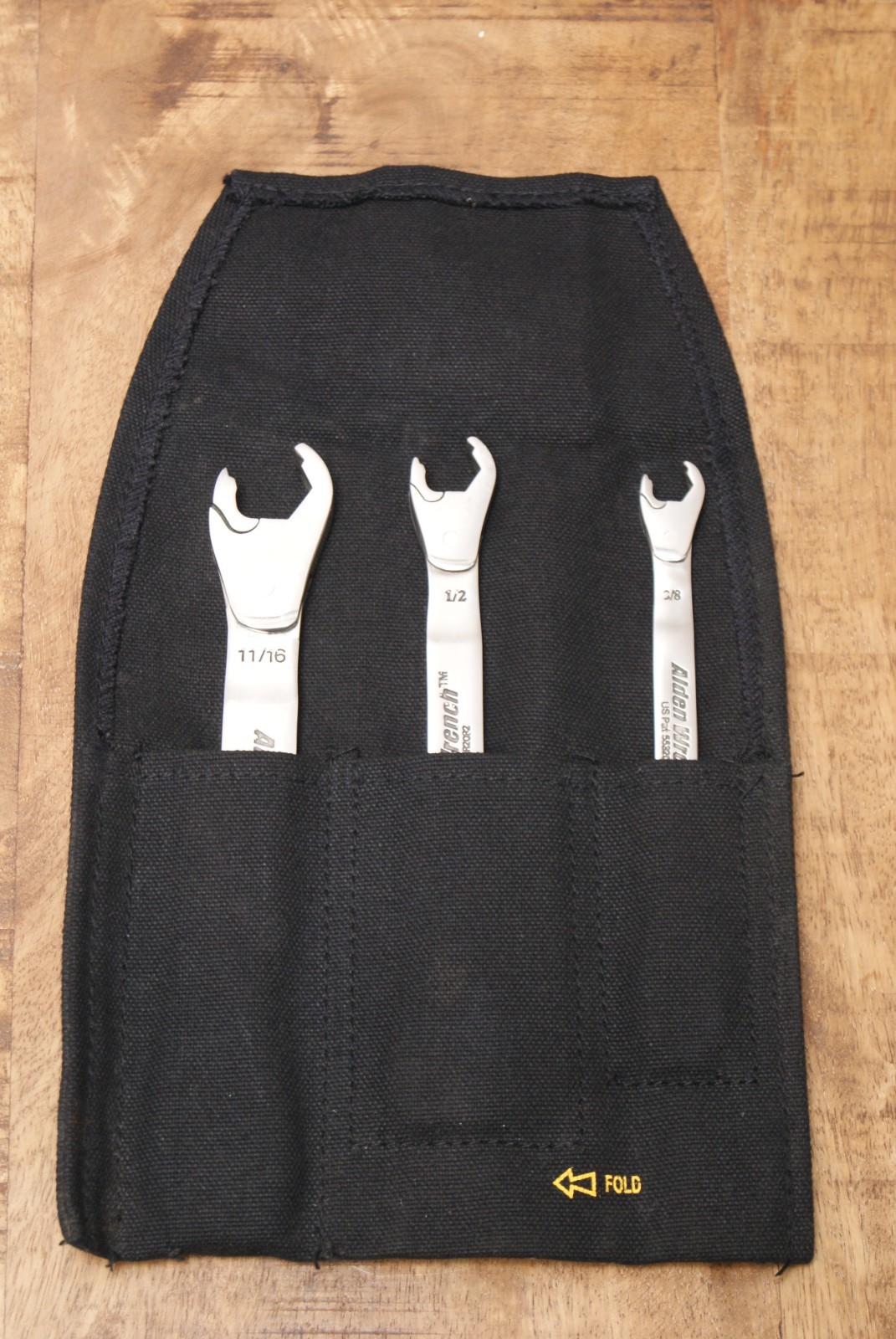 Alden EZ Ratcheting Open End Wrench Set 3pc 3/8 7/16 1/2 9/16 5/8 11/16 w/Pouch