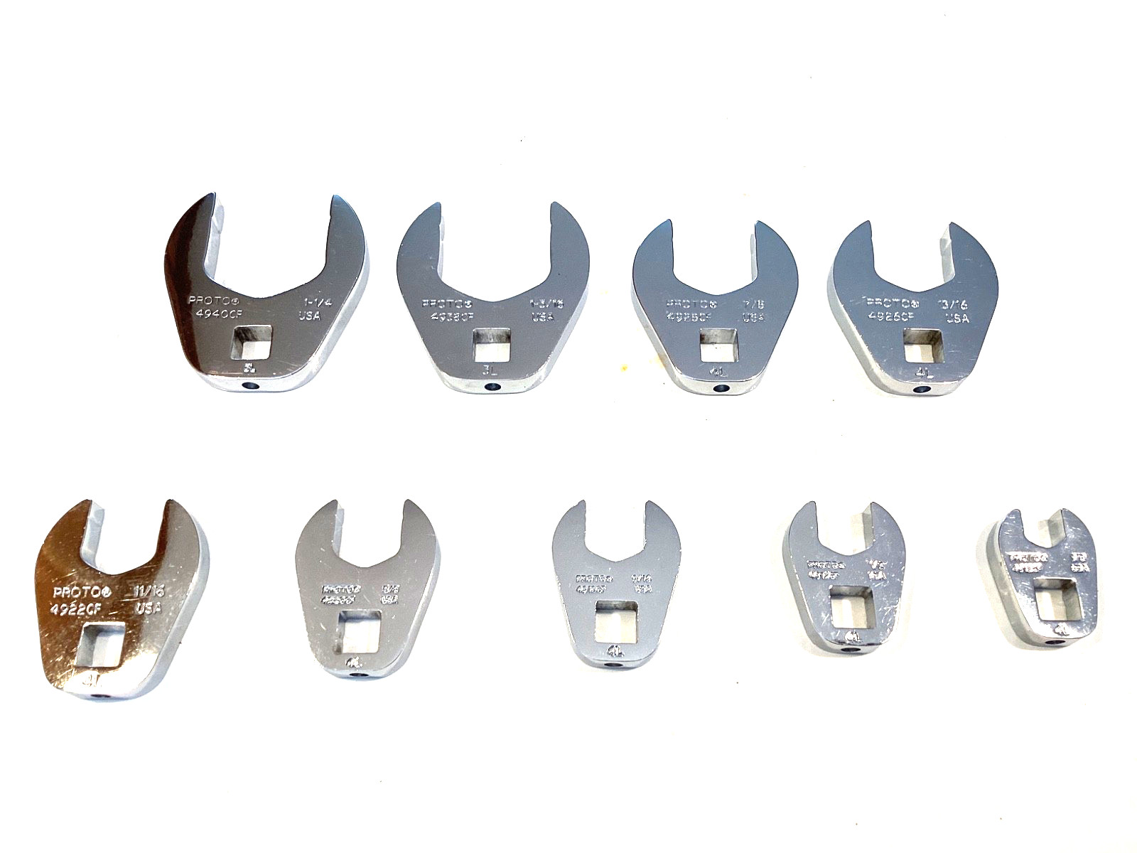 Proto Tools MINT 9 Piece 3/8” Drive SAE Chrome Crowfoot Wrench Set USA MADE