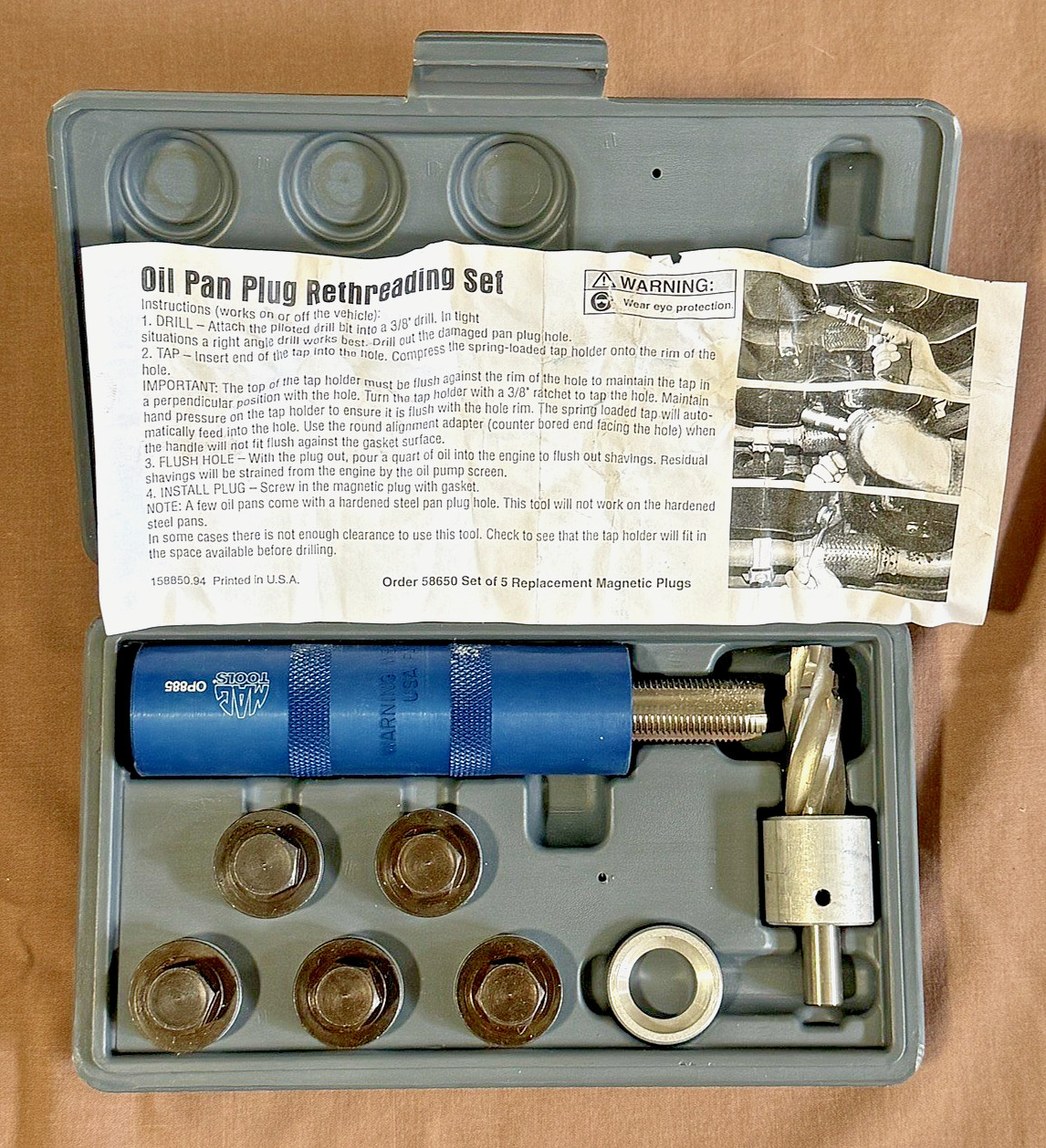 Mac Tools OP885 Oil Pan Plug Rethreading Repair Kit Set – Never Used – Complete