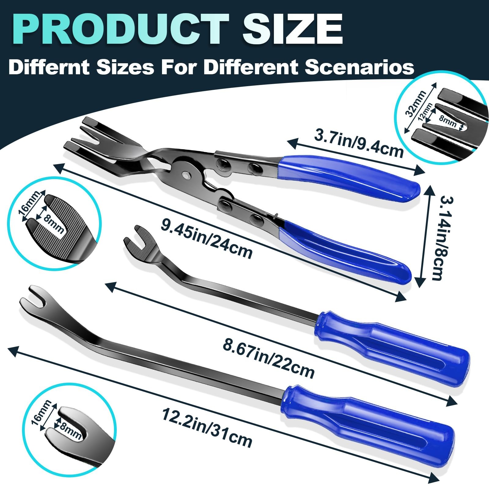 7 Pcs Auto Plastic Trim Removal Pry Tool & Clip Plier Remover Kit for Removal…