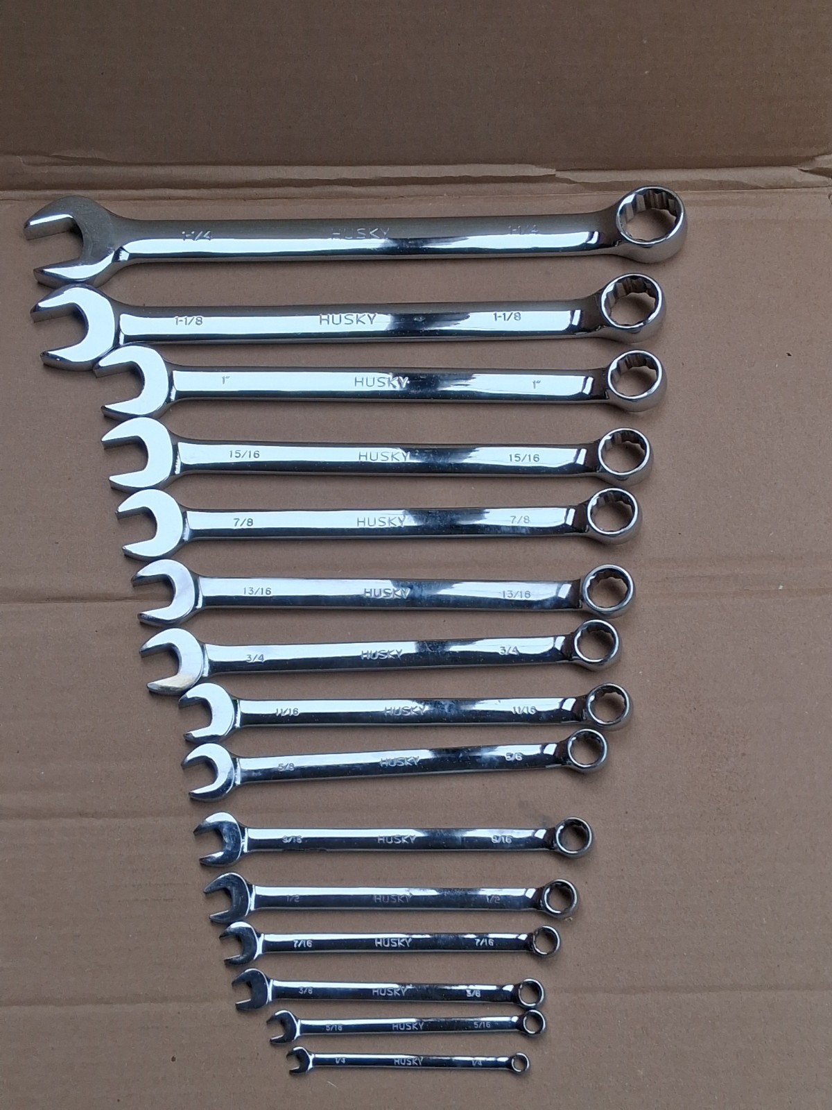 HUSKY 15 PC STANDARD WRENCH SET 1/4″ – 1 1/4″ FULL POLISH USA EXELENT CONDITION
