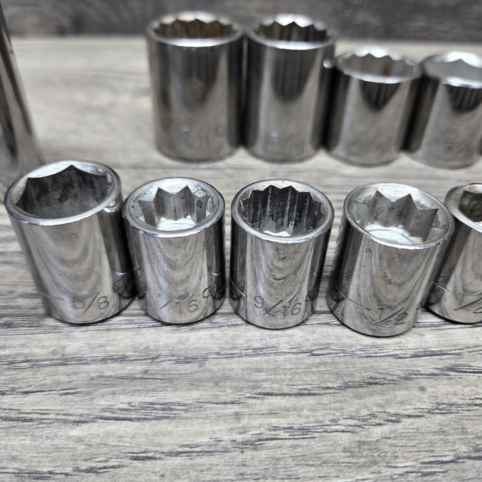 Craftsman 6 And 12 Pt Shallow Lot of -EE- Series Sockets Vintage USA Made