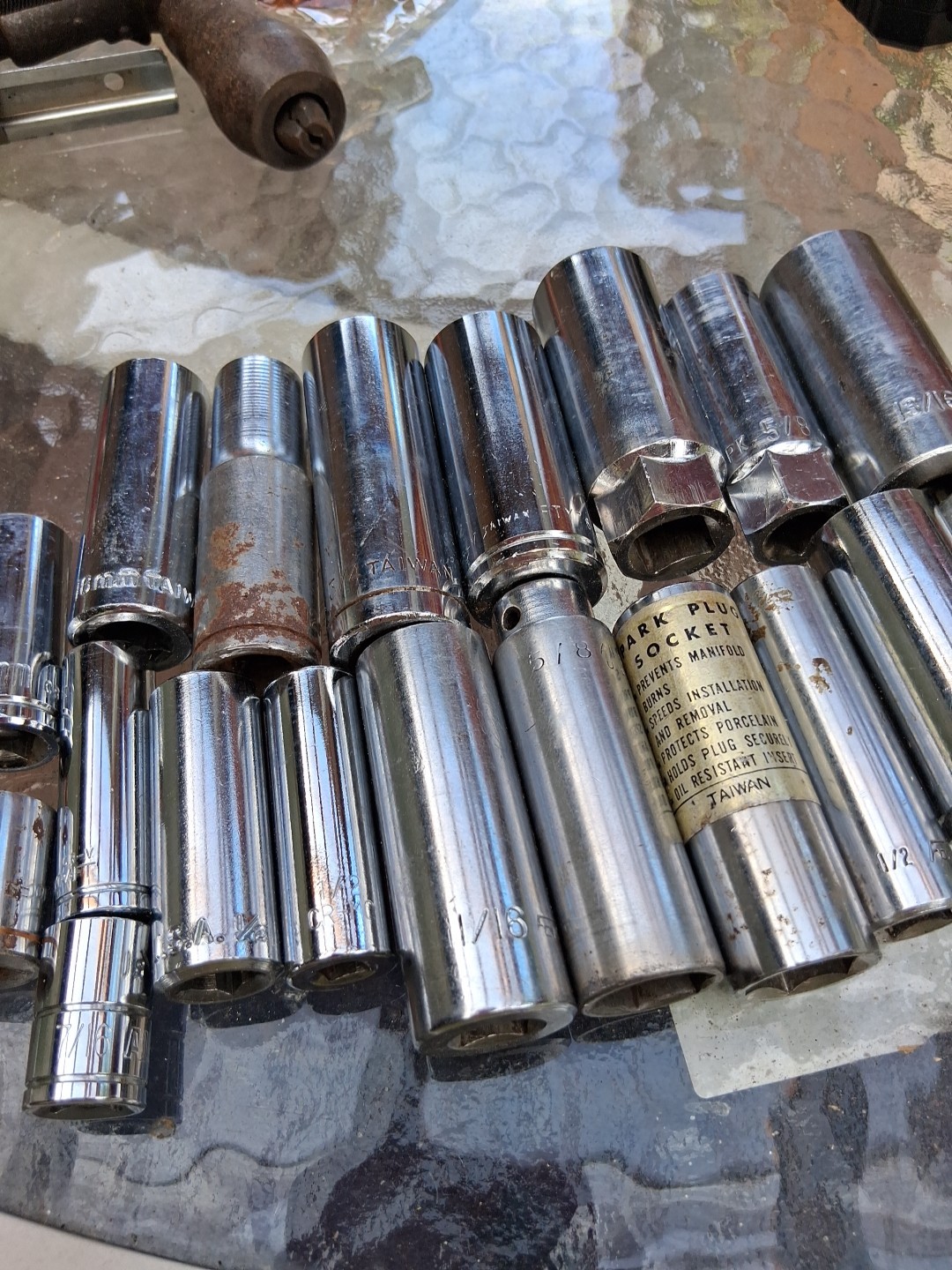 Sockets Lot 19 Sae & Metric Deep Sockets Etc. Various Sizes.