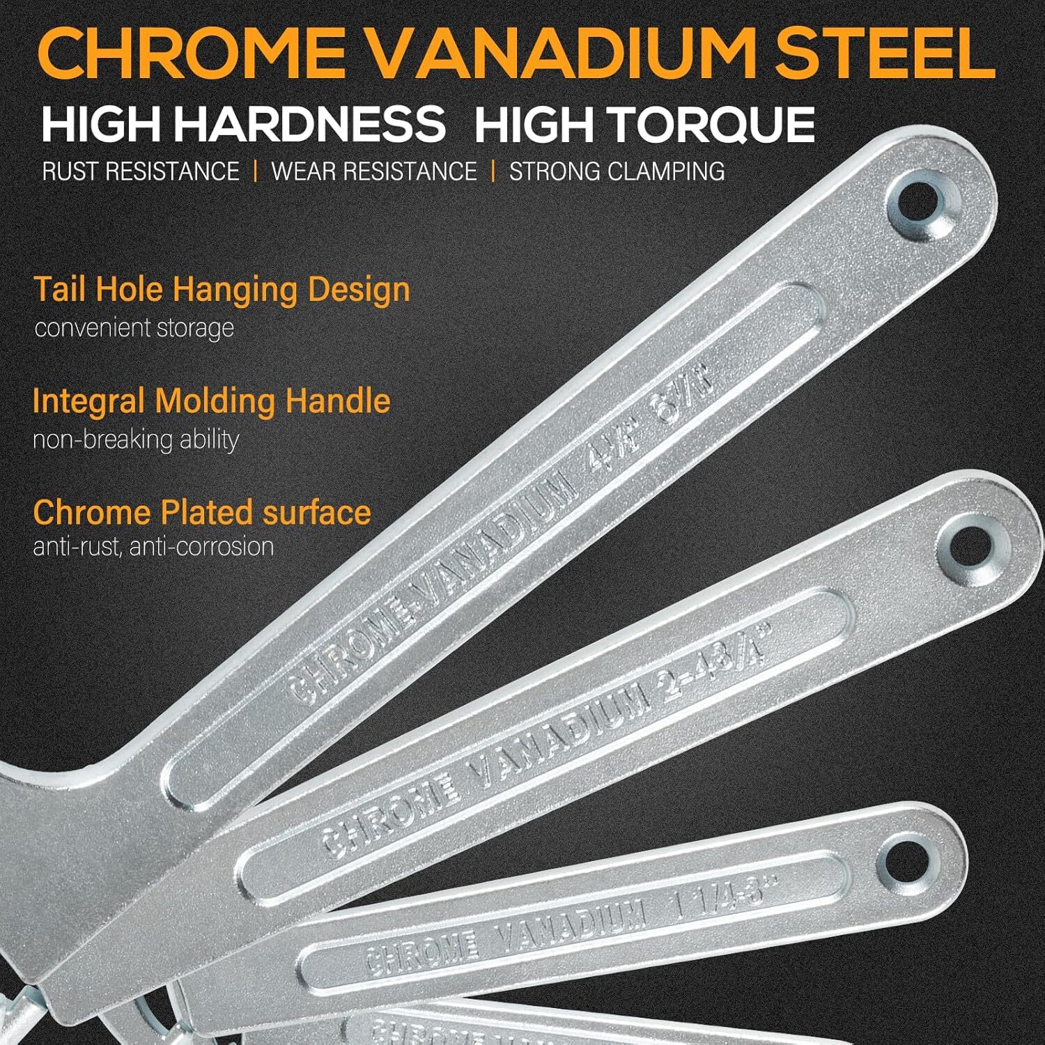 8 Pack Adjustable Hook C Pin Spanner Wrench Tool Set Nut Wrench 3/4″ to 6-1/10″