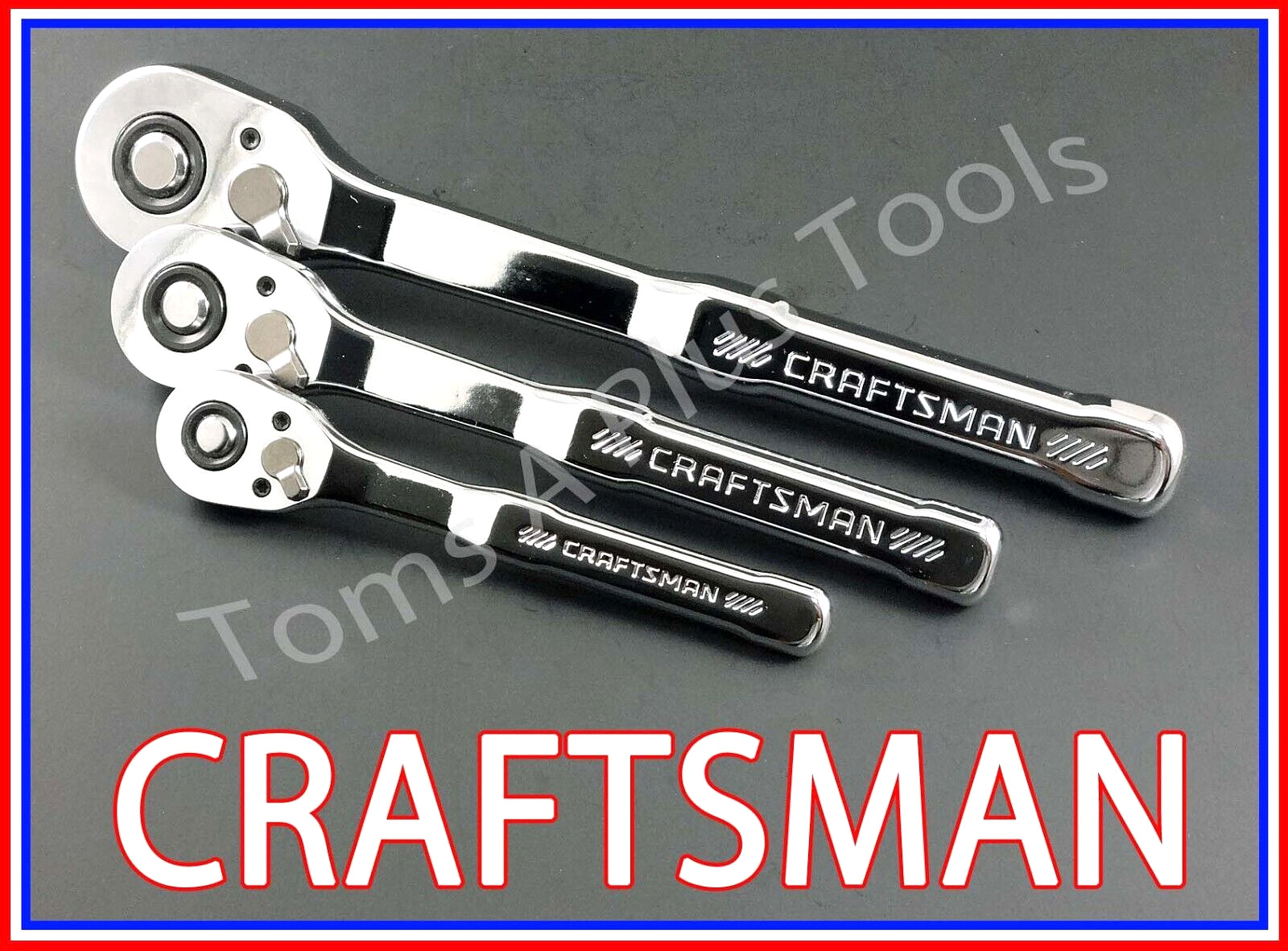 CRAFTSMAN HAND TOOLS 3pc Thin Profile Fine Tooth Ratchet socket wrench set 72T