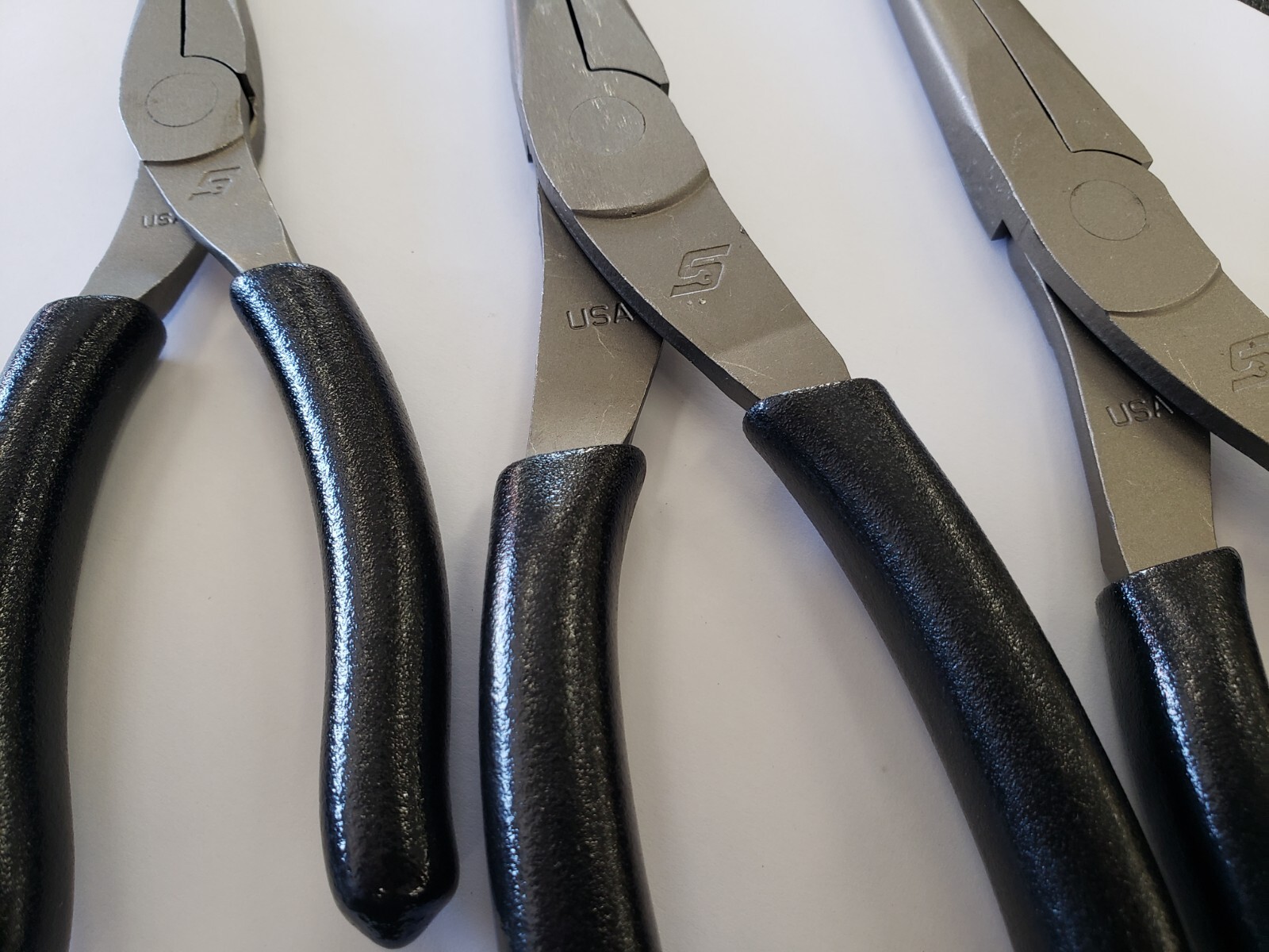 Snap-on Tools USA NEW 3 Piece BLACK Soft Grip Needle Nose Pliers Lot Set