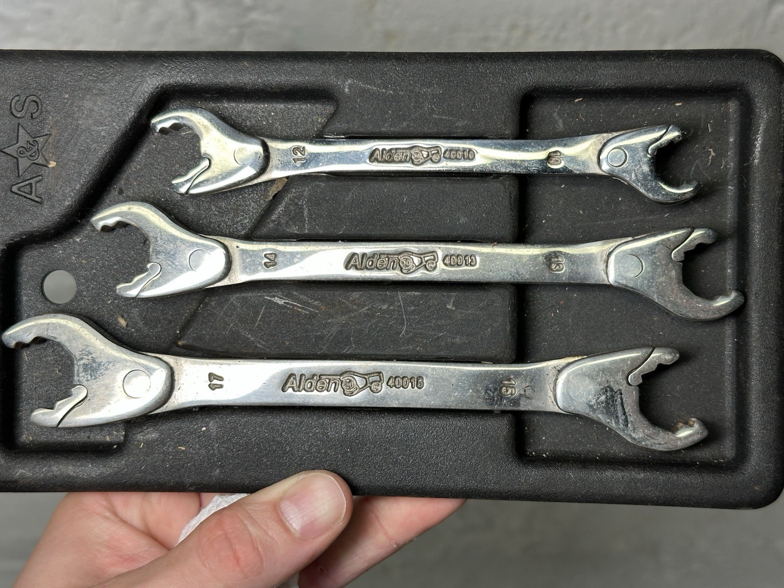 Alden 400 Series 15-17, 14-13, 12-10 Metric Ratcheting 3 Piece Wrench Set