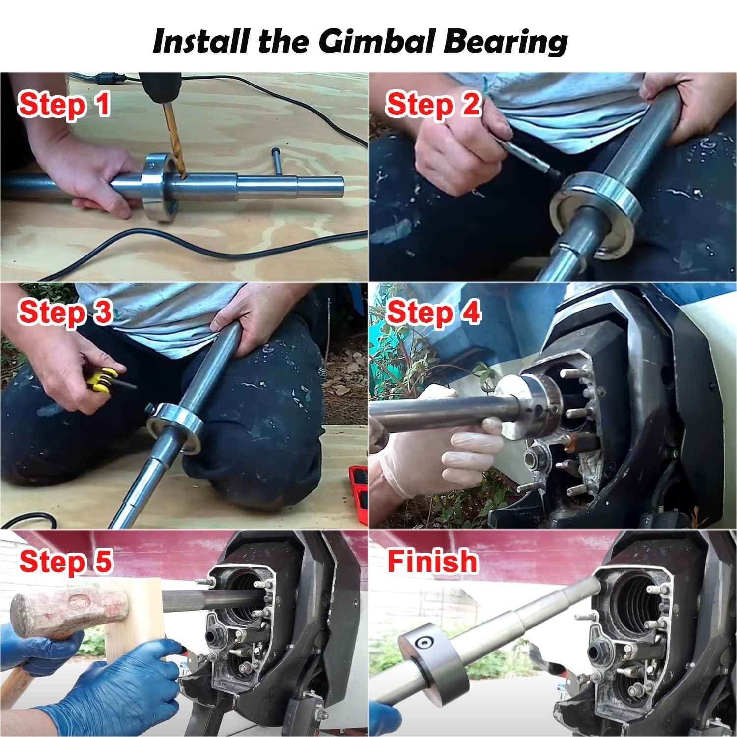 Gimbal Bearing Installer & Puller Tool Set for Mercruiser, Volvo, Yamaha Sterndr
