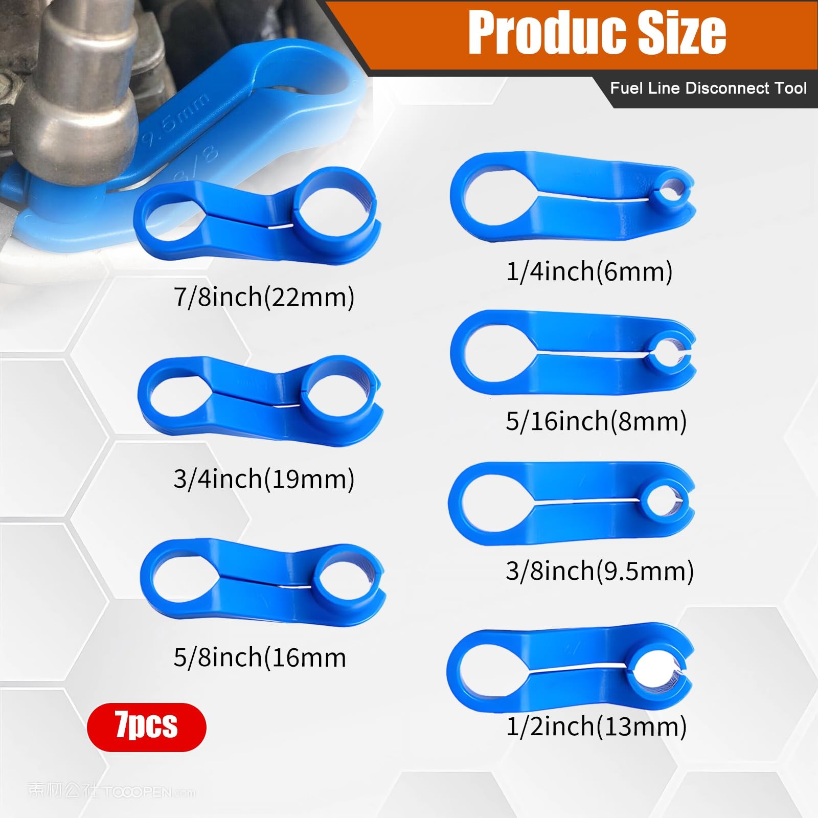 7PCS Fuel Line Disconnect Tool Set 1/4 5/16 3/8 1/2 5/8 3/4 7/8 Inch Fuel Fi…