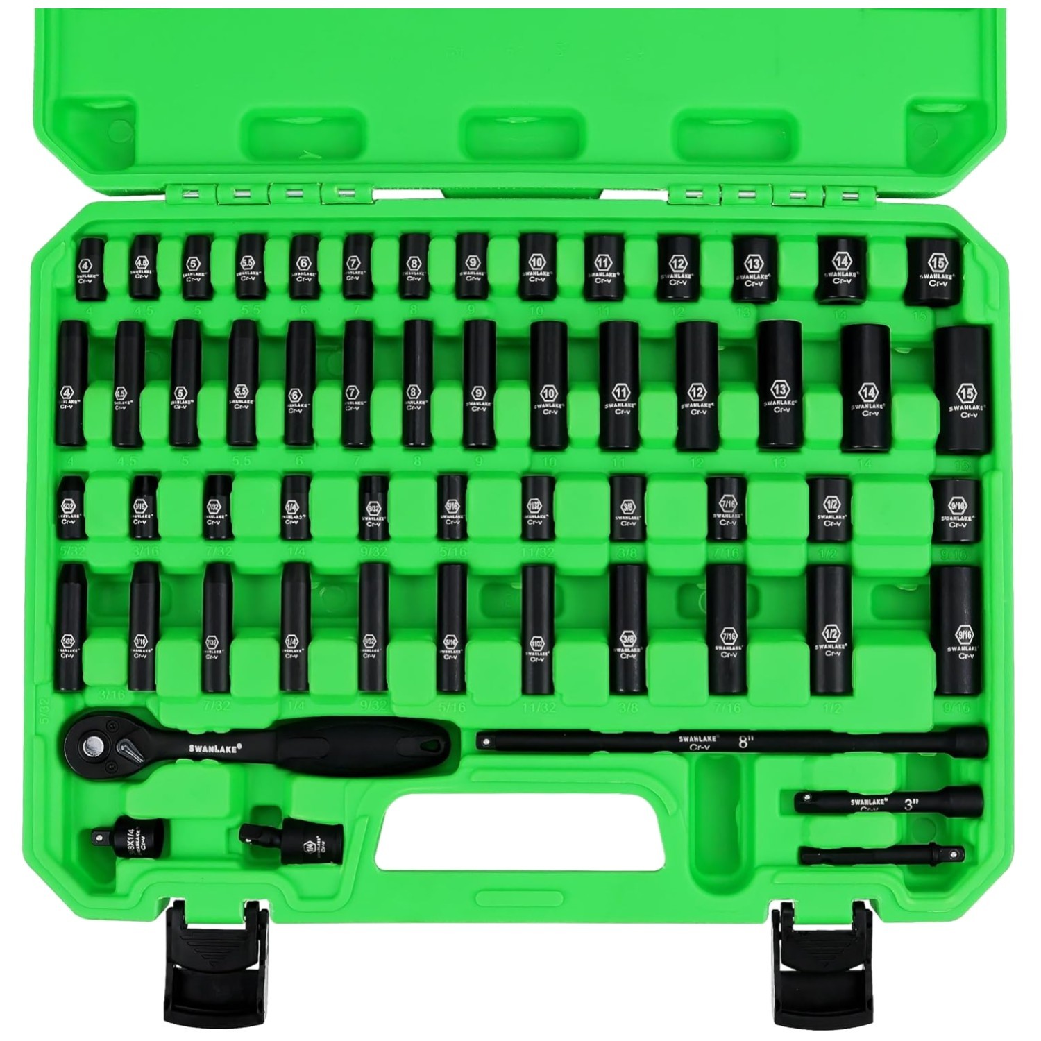 Impact Socket Set 1/4″ Drive, 56-Piece SAE & Metric, 6-Point