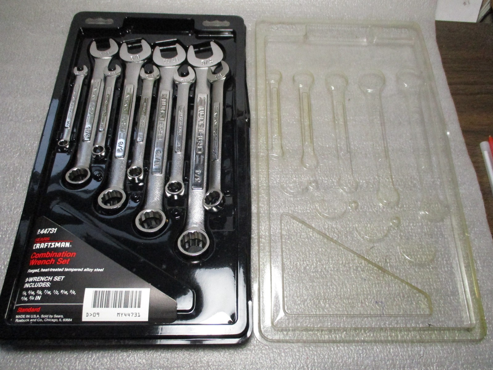 Sears Craftsman -VV- 9-pc SAE Combination Wrench Set 1/4″ – 3/4″ 9-44731 NOS