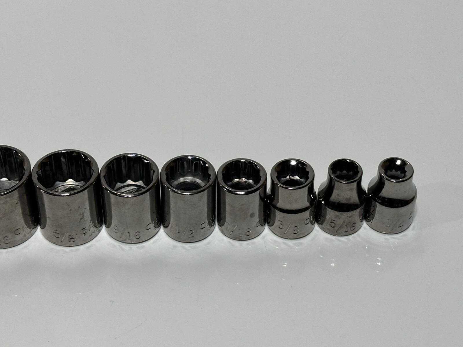 NOS Craftsman Tools USA G-Series 11pc SAE Shallow Socket Set 12 Point 3/8” Drive