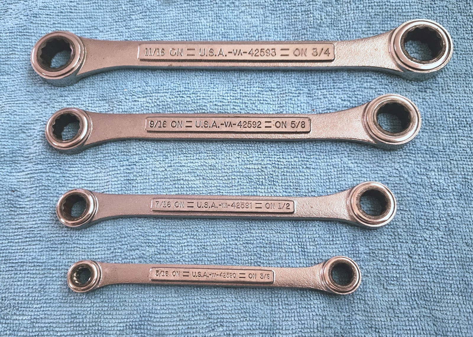 Craftsman SAE Double Box End Ratcheting Wrench Set VA 42593 Vintage Made In USA