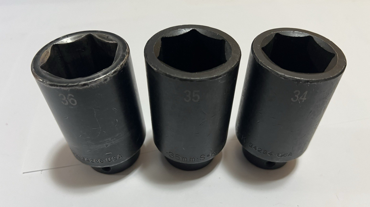 SK Tools 1/2 Drive x 34mm 35mm 36mm Metric Deep 6-Pt Impact Socket Set 3 pc USA