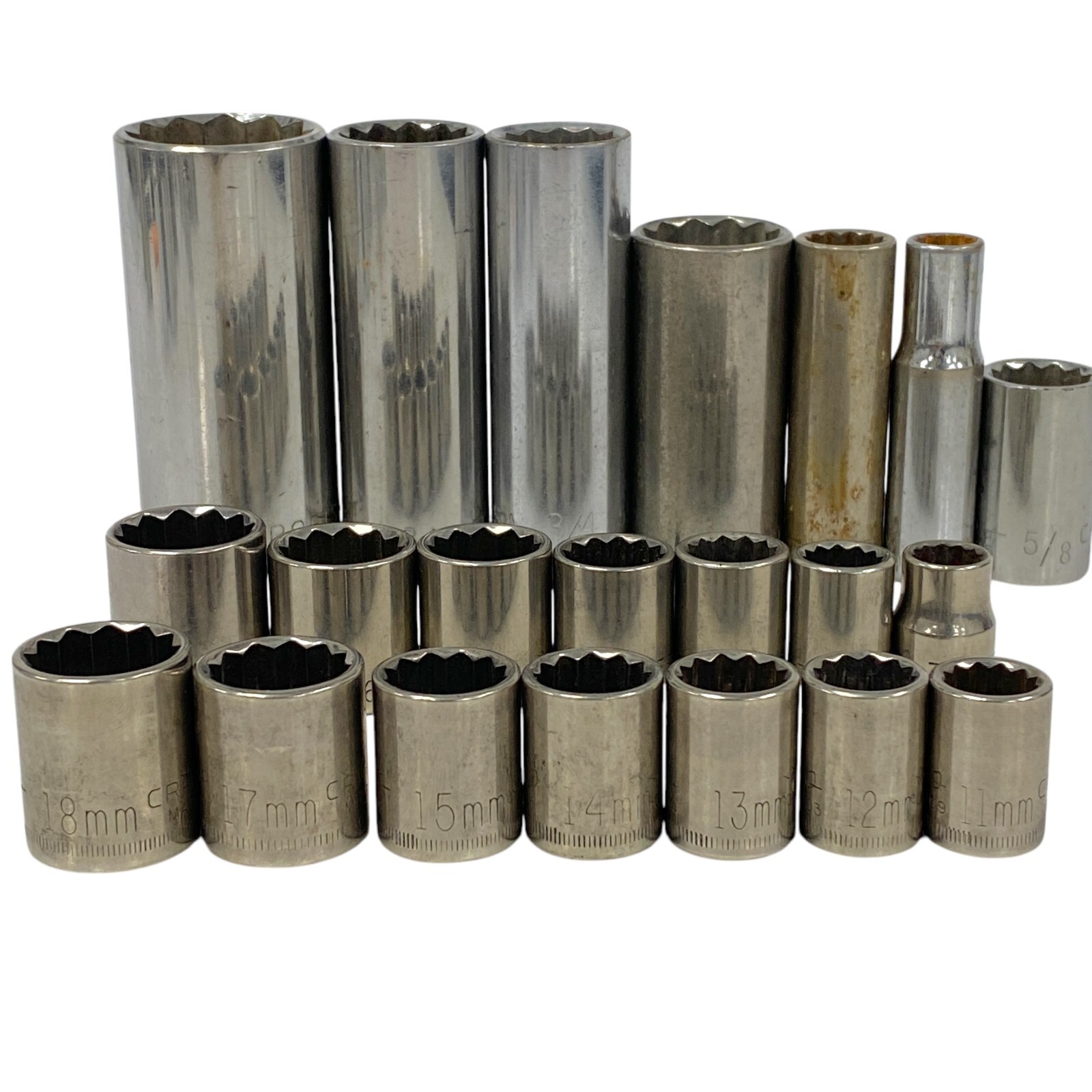 Craftsman 12 Point Metric SAE Standard and Deep Socket Set Made in USA, 21 Pcs