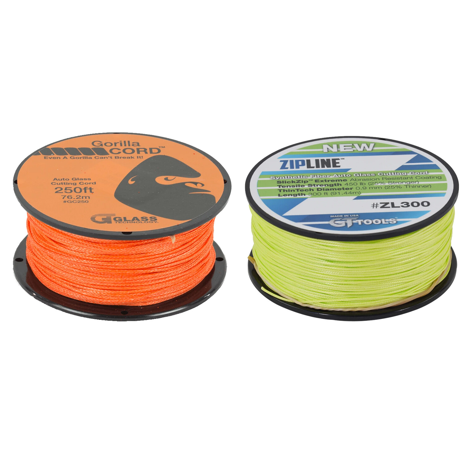 Glass Technology 1 Roll Gorilla Cord 250 ft GC250 and 1 Roll of ZipLine ZL300