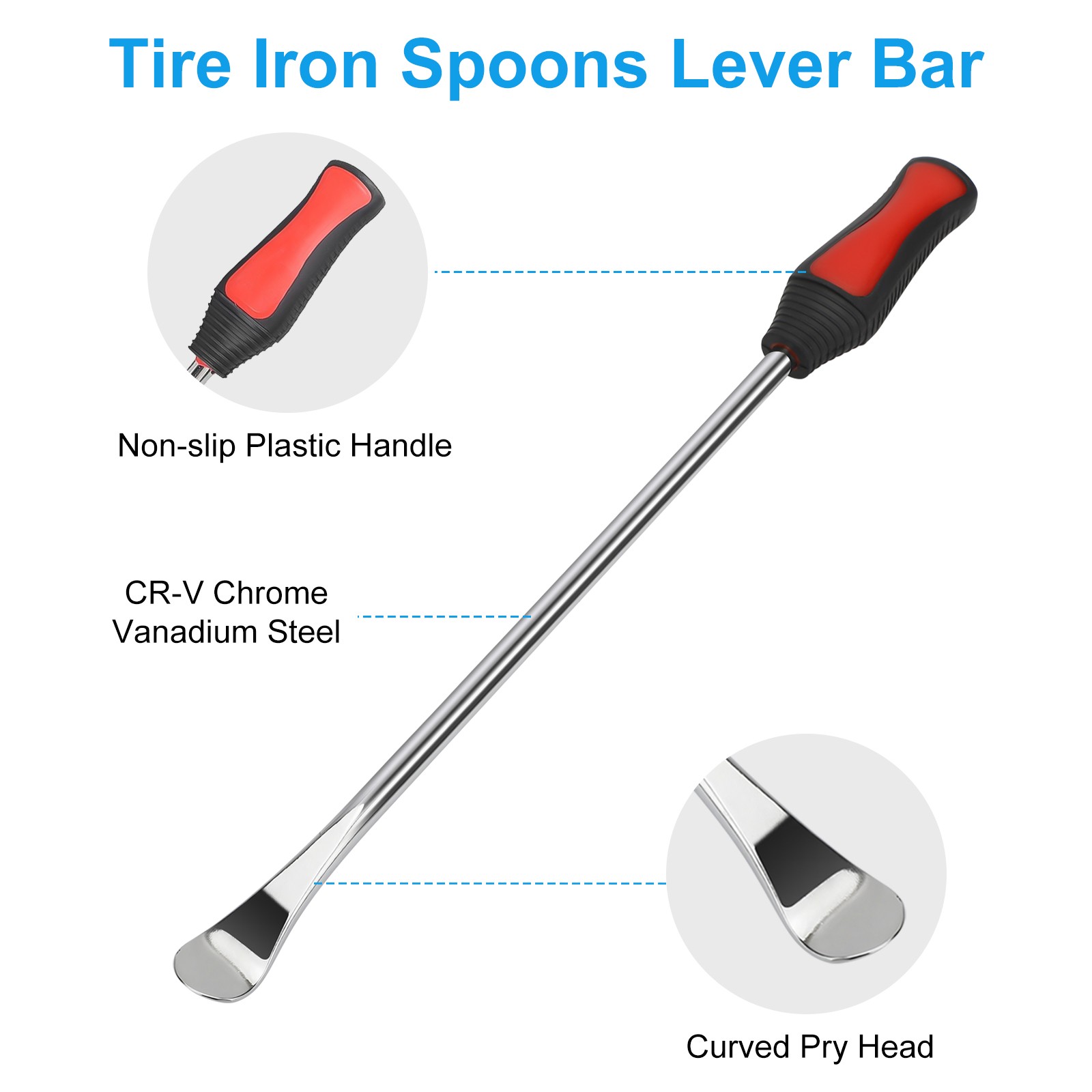 2Pcs 14.5″ Steel Tire Iron Spoons Lever Bar Kit Motorcycle Bike Tyre Repair Tool