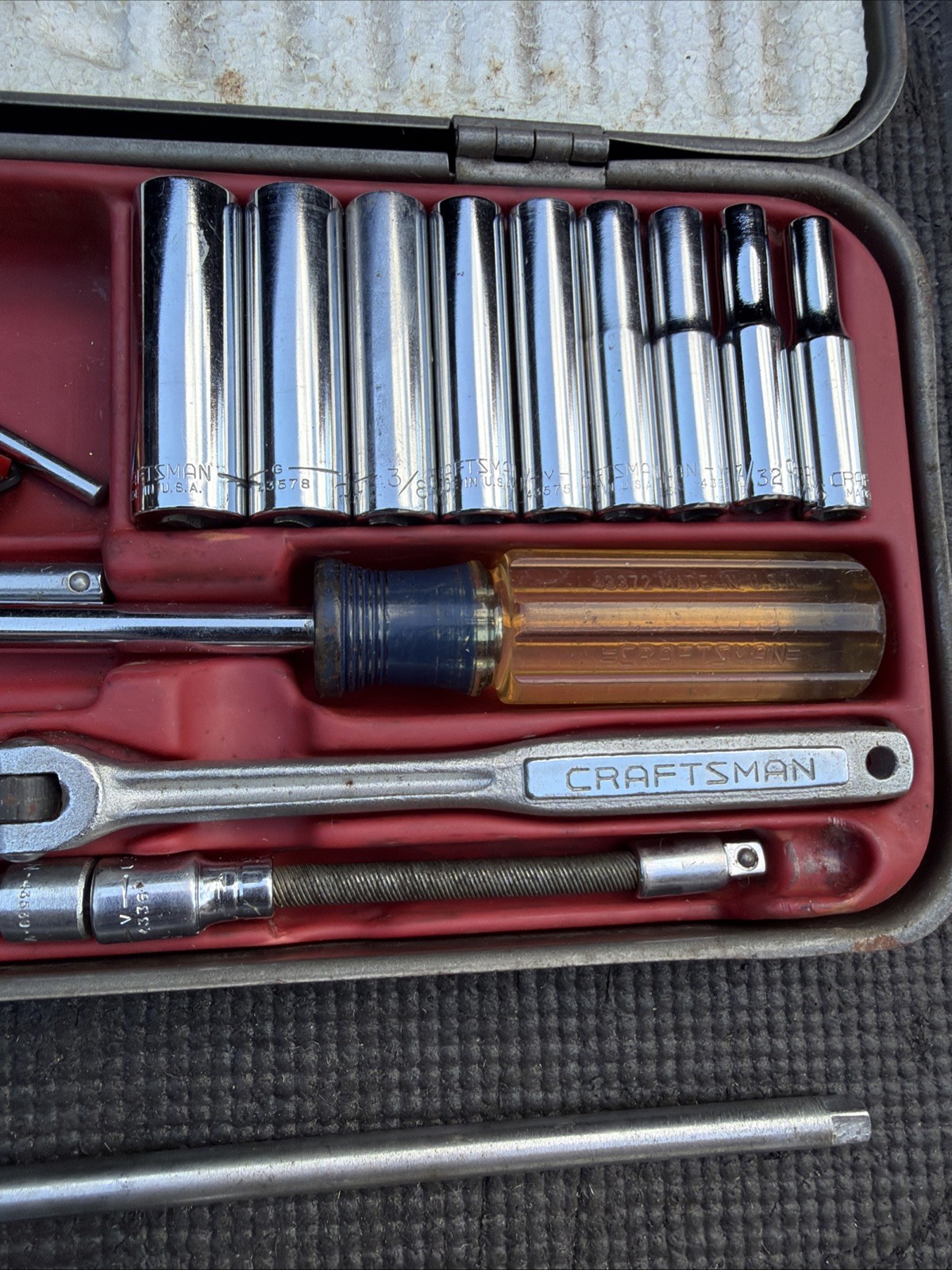 Sears Craftsman 1/4″ Drive 48pc SAE RHFT Socket Set Metal Case USA RARE 44302
