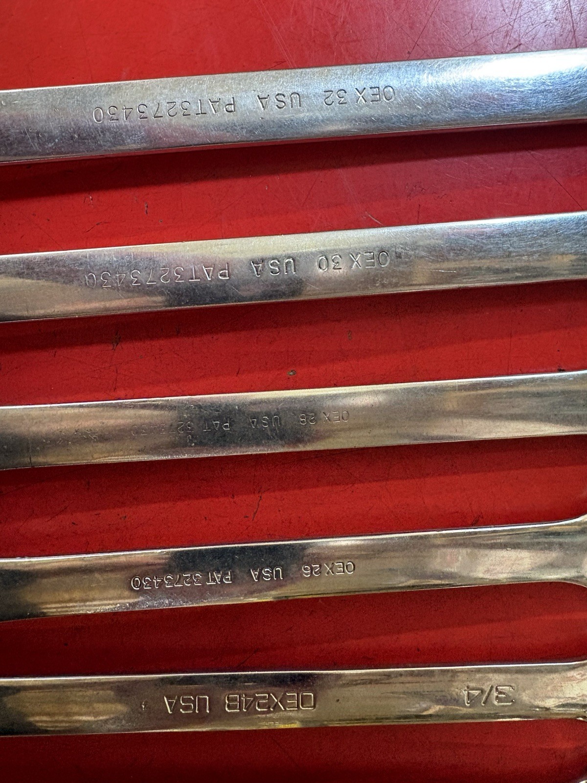 Snap On USA Combination Wrench OEX Set 11 Piece SAE 12 Point 3/8″ Thru 1″