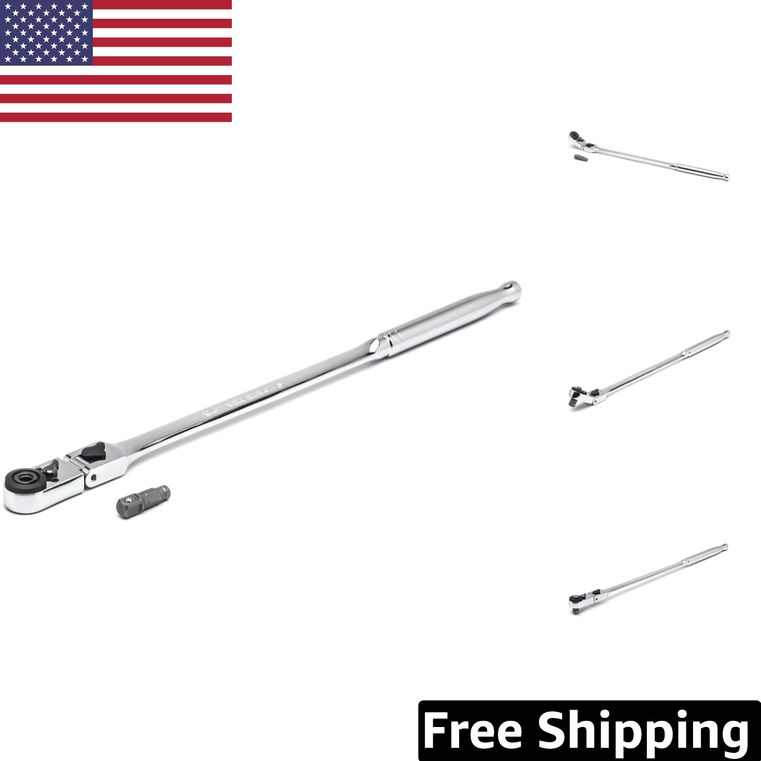 Alloy Steel 1/4″ Drive 72 Tooth Quick Release Locking Flex Ratchet – 12 Inch