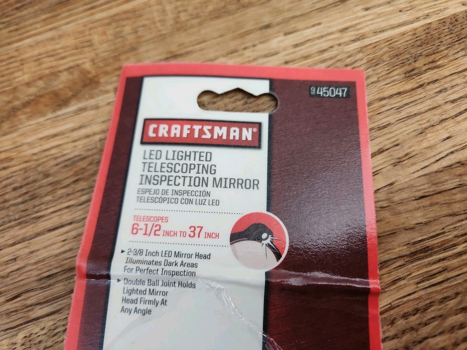 NOS Craftsman 45047 6-1/2″ to 37″ LED Lighted Telescoping Inspection Mirror