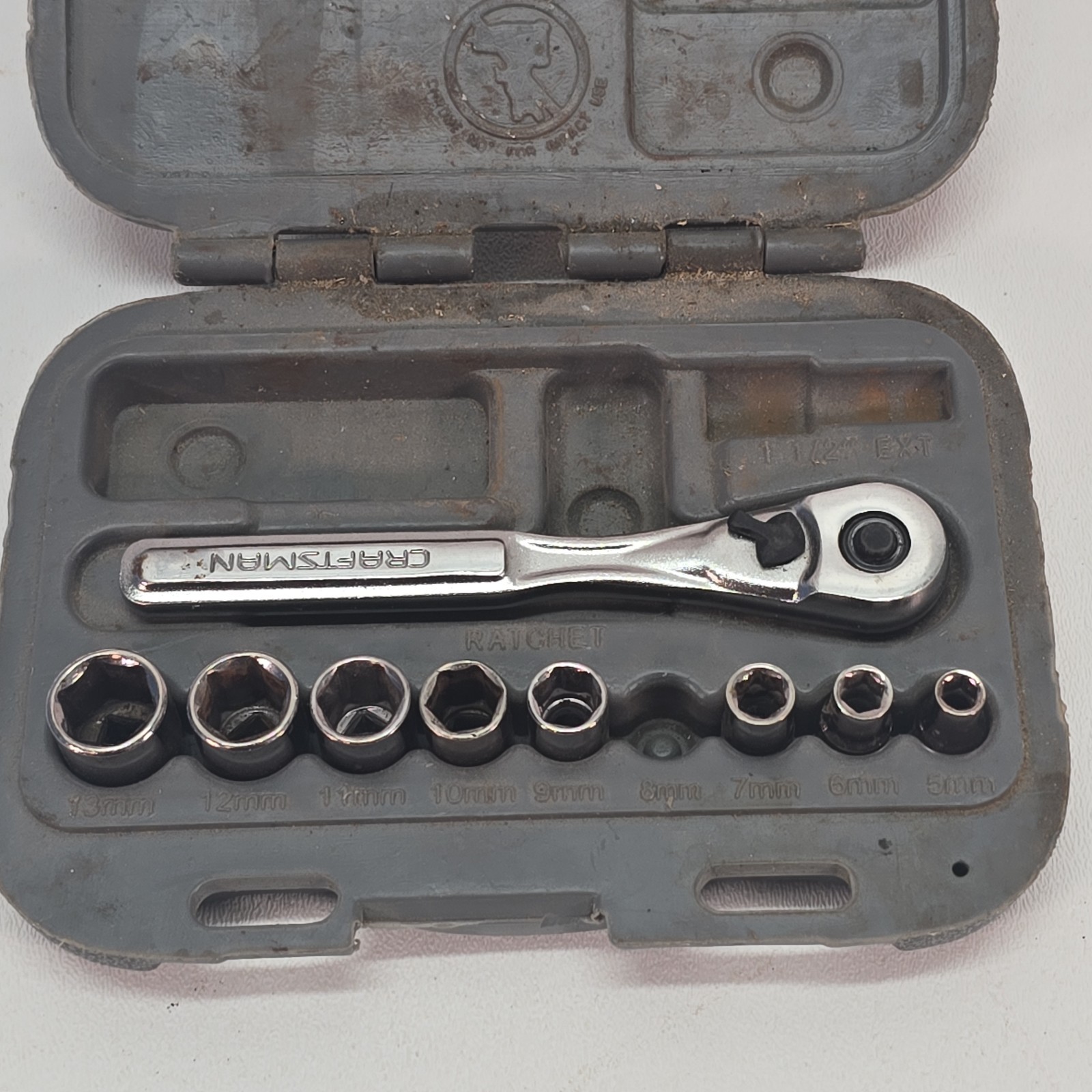 Sears Craftsman USA 9Pc 1/4” Metric 5mm-7mm 9mm-13mm 6Pt. Socket Set 34861