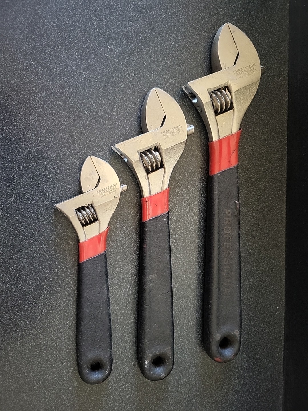 RARE Vintage 3pc Craftsman Professional Adjustable Wrench Set 44166 44167 44168