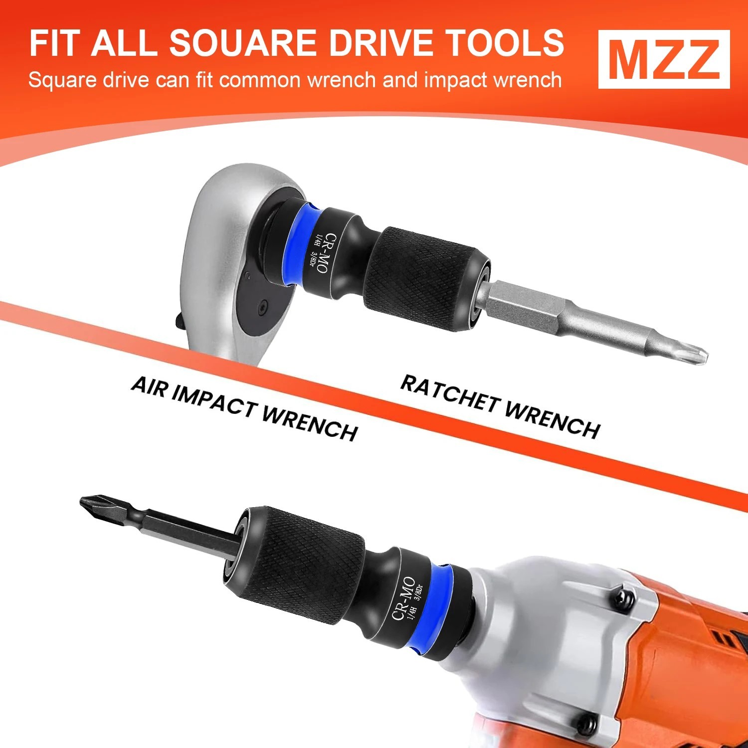 1/2 Impact Socket Adapter Hex to Square Drive Quick Release Bit UK