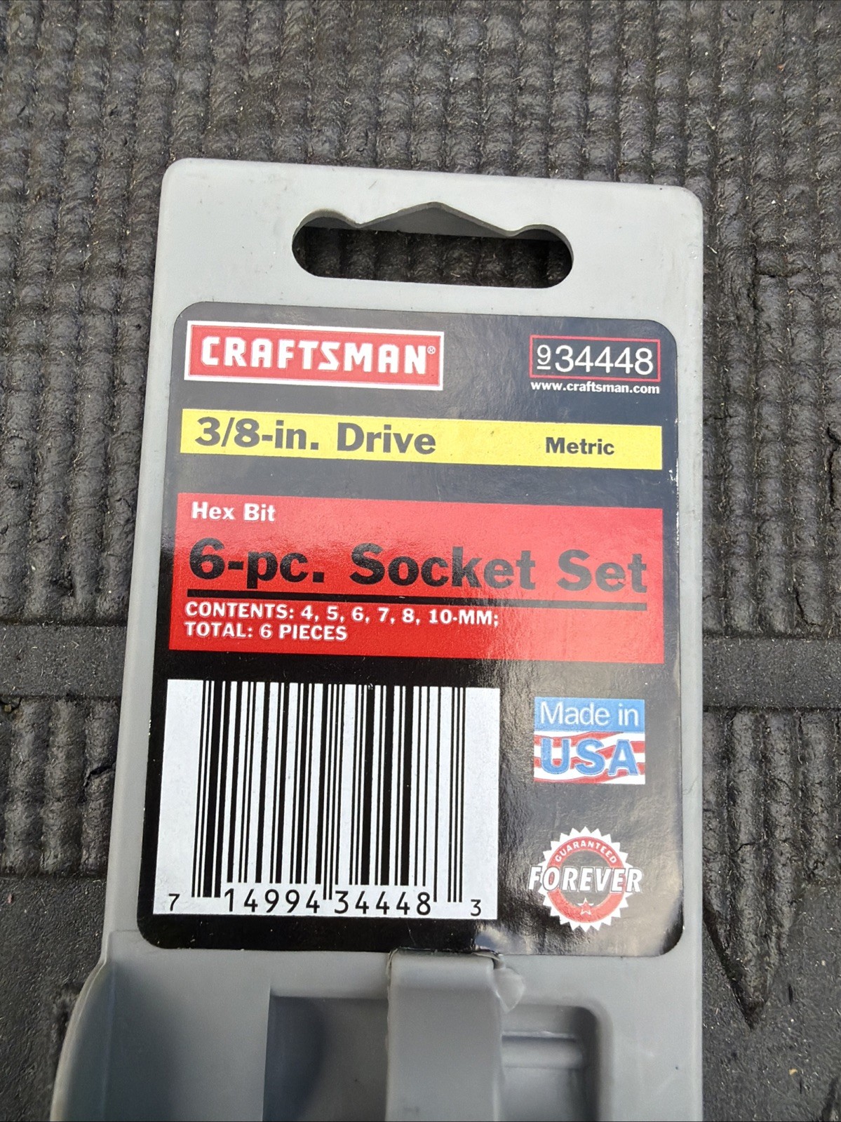 Sears Craftsman USA 6pc Socket Set 3/8 Drive Metric 34448 Hex Bit Nos