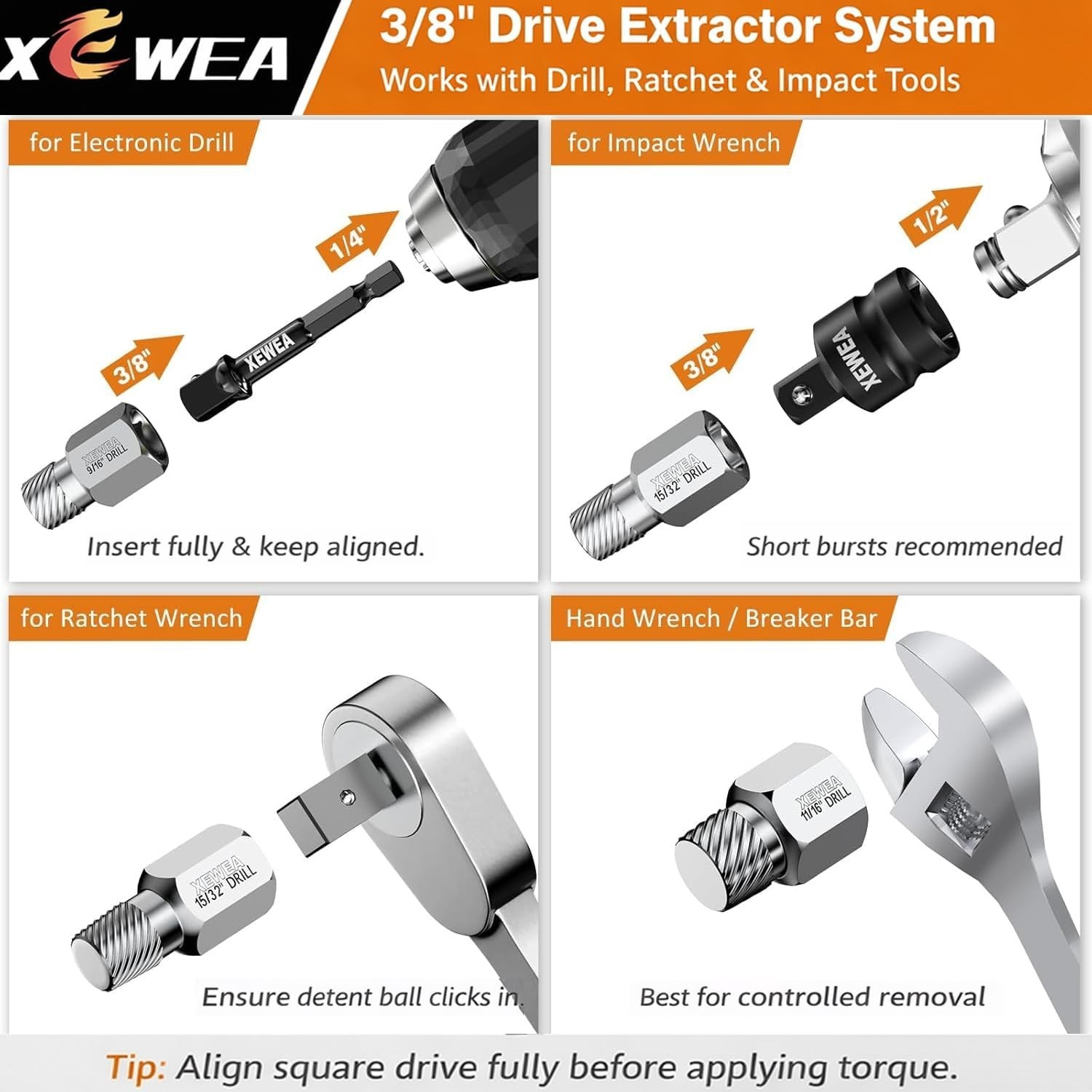 22PCS 3/8″ Drive Screw Extractor Set, Multi-Spline Easy Out Bolt Remover Kit …