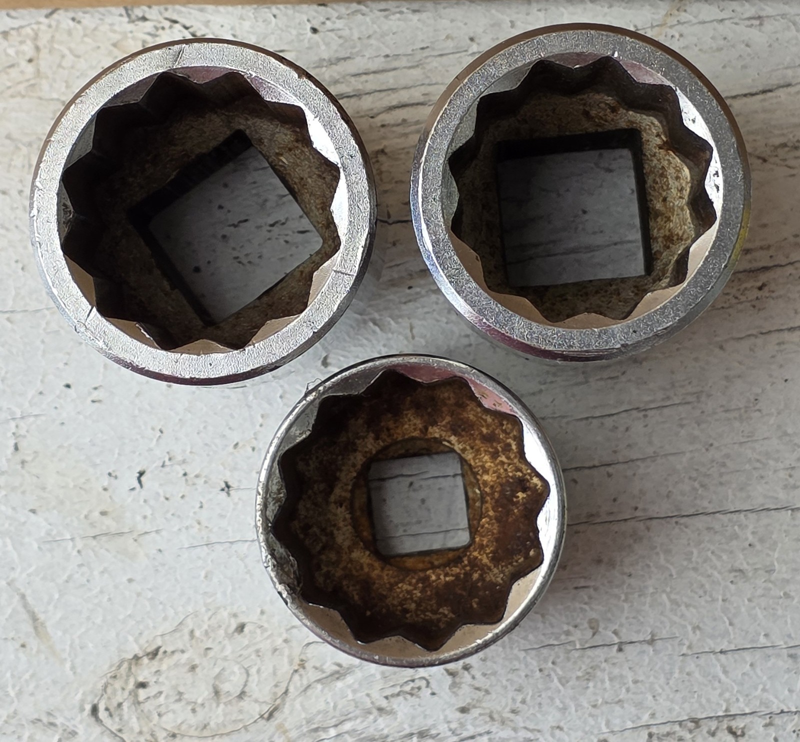 Lot Of 3 K-D Sockets U.S.A. (1-1/8″, 1-3/16″ & 30MM) 3/4″ & 1/2″ Drive, 12pt