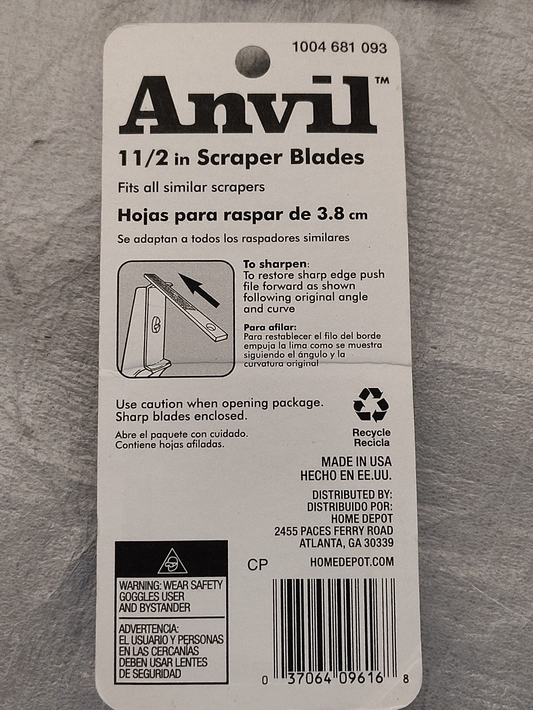 NEW 12 Ct / 6pks Anvil 4 Edge Blade 1-1/2″ Paint Scraper Blades CAN BE SHARPENED