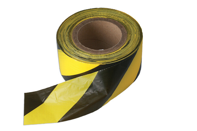 Connect 35364 Black & Yellow Barrier Tape 75mm x 500m Non Adhesive Pack 1