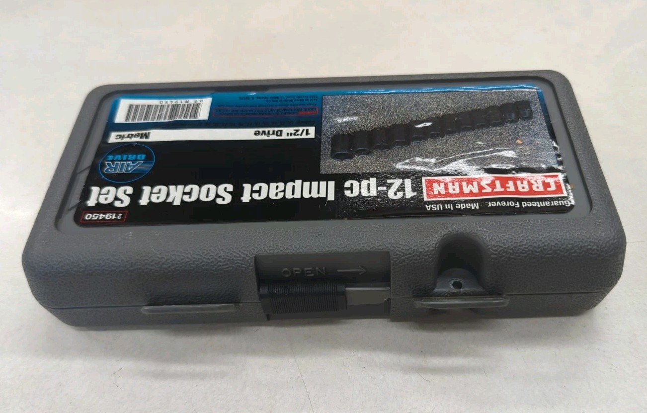 Craftsman 1/2″ Drive 12pc Impact Air Drive Metric mm Socket Set 19450 USA 6pt