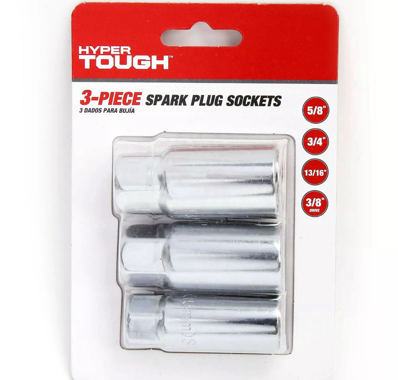 Hyper Tough 3/8″ DRIVE SPARK PLUG SOCKET SET 5/8″ 16mm • 3/4″ 19mm • 13/16″ 21mm