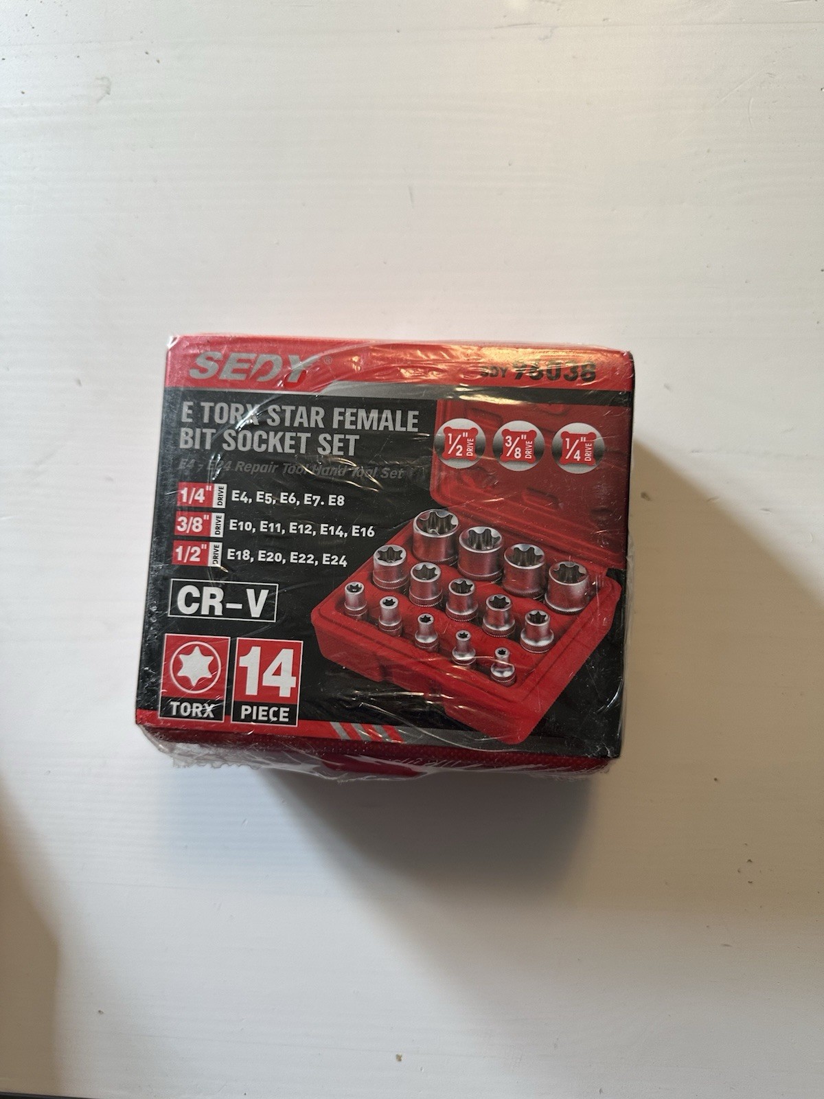 E Torx Star Female Bit Socket Set 14-Pack E4-E24 with Case