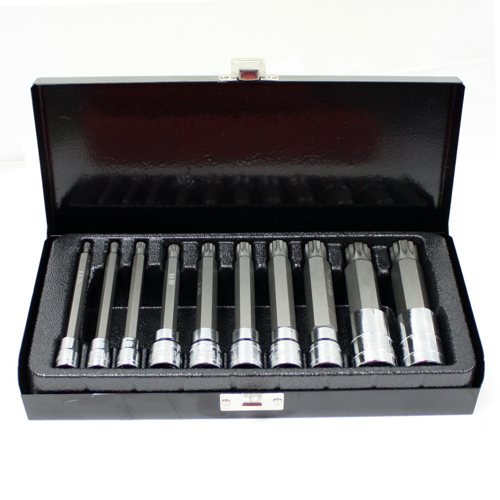 New 10 pc XZN Triple Square 12 Point Spline Star Bit Set Long Tamper Proof M4-18