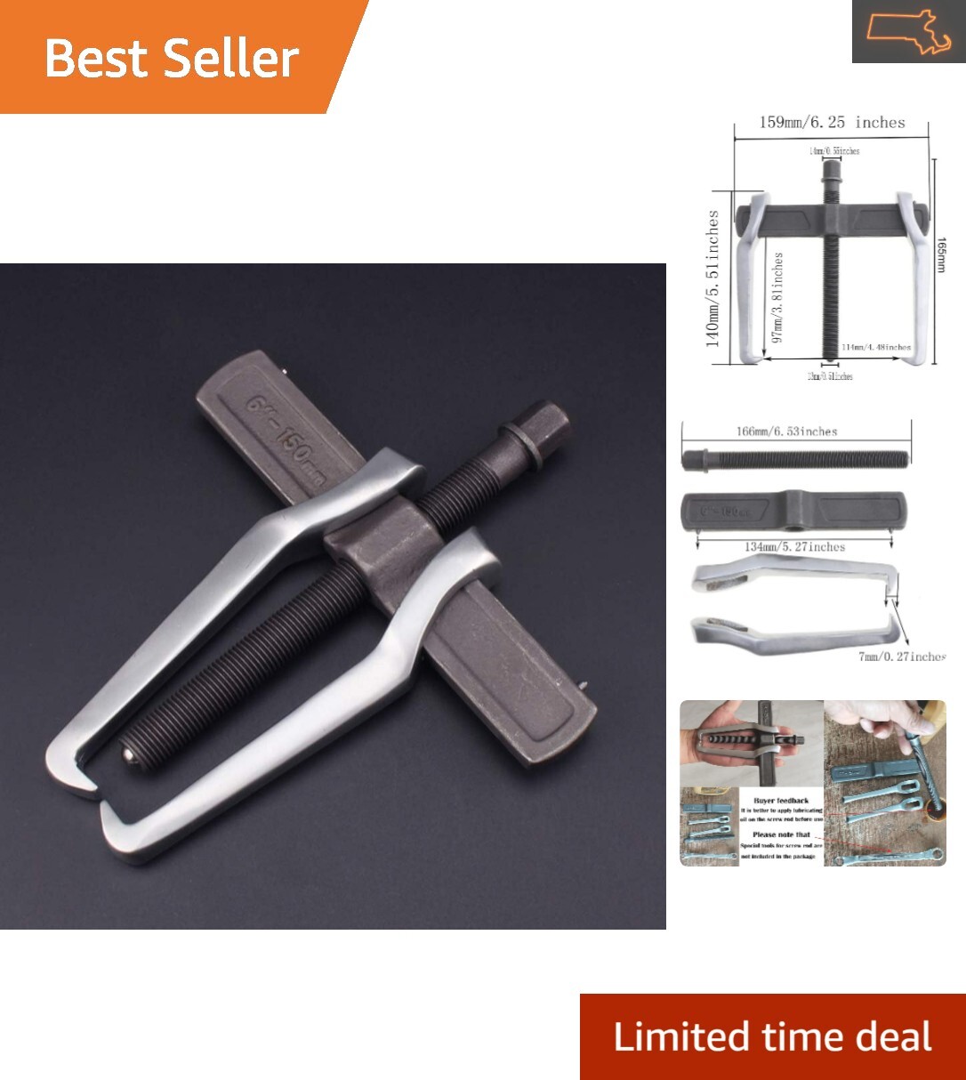 High-Quality Chrome Vanadium Steel Two Jaws Gear Puller – Adjustable and Durable