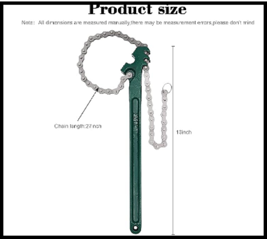 Heavy Duty Ratcheting Chain Wrench, 16 Inches Automotive Oil Fuel Filter Chain