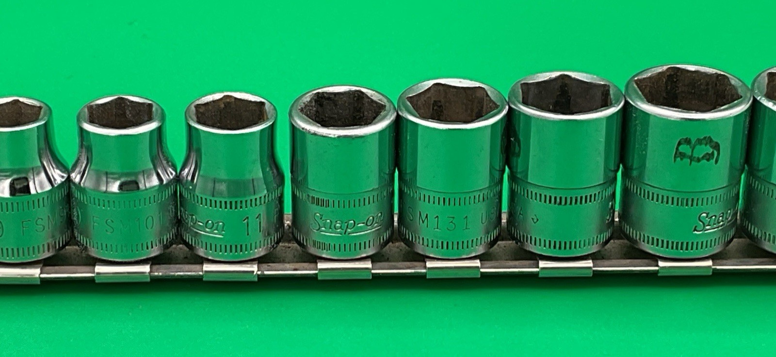SNAP ON 3/8″ Drive 6pt FSM Shallow Socket Set 19mm-8mm 12 Pieces NICE Free Ship!
