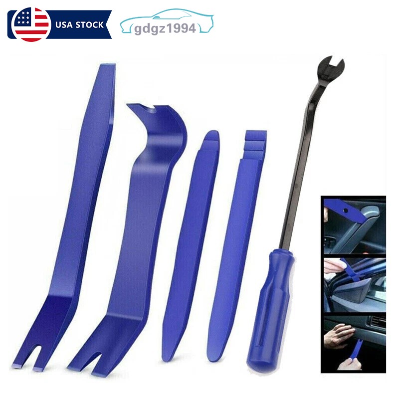 5pcs Trim Removal Pry Tool Kit for Car Radio Door Panel Fastener Dashboard Blue