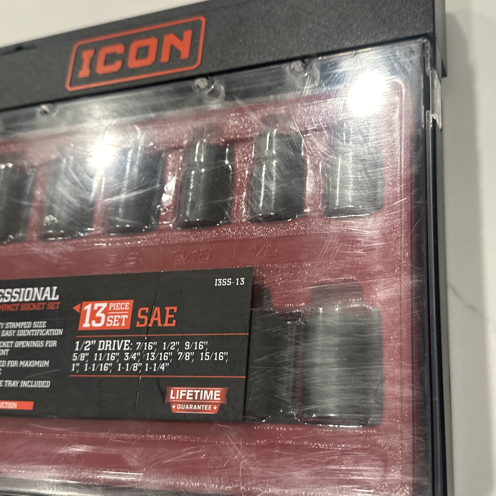 ICON Professional Standard Impact 13 Piece Socket 1/2 Drive Set SAE 13SS-13 New