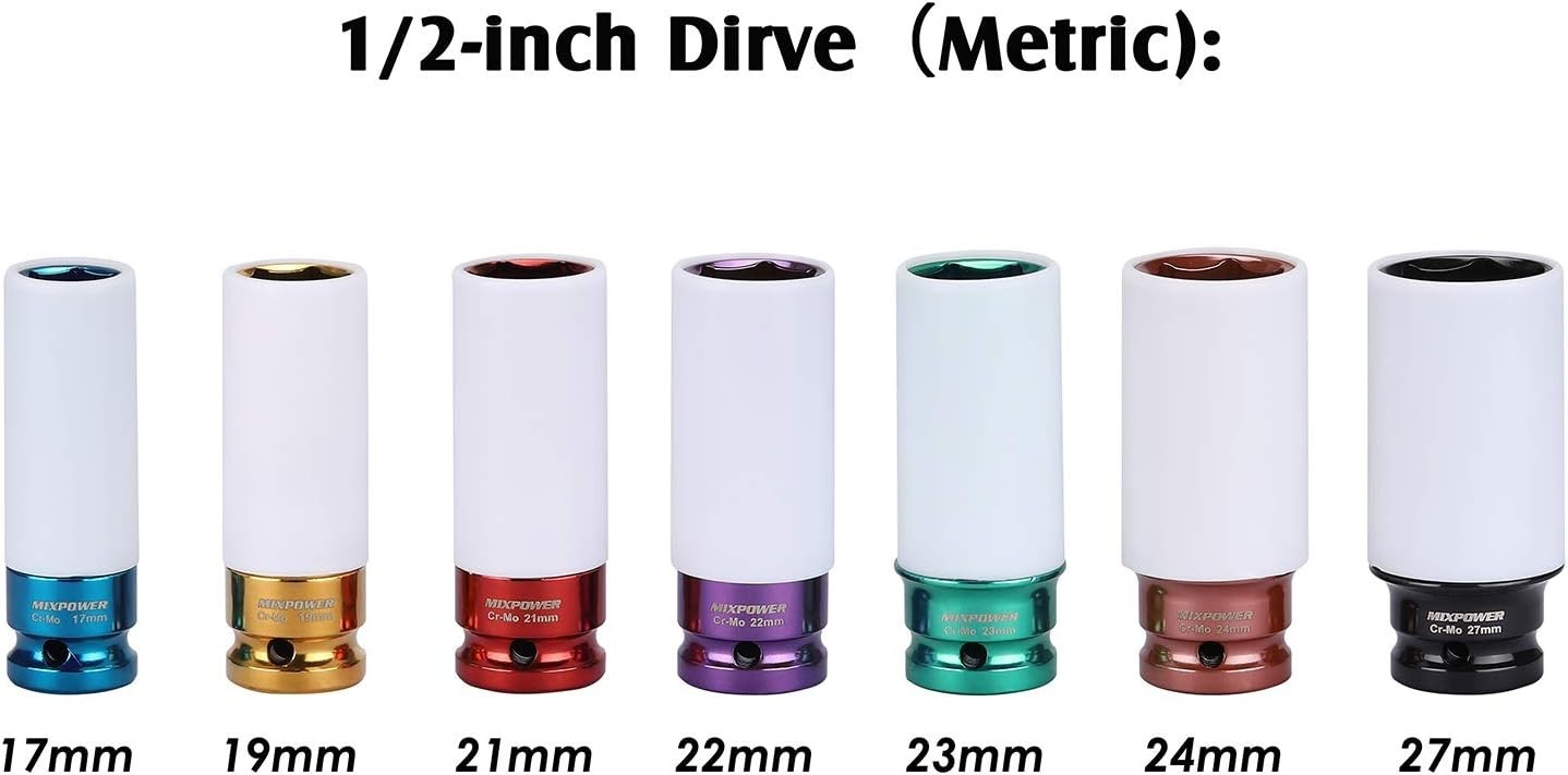1/2″ Drive Thin Wall Deep Impact Socket Set – 17mm to 27mm, Non-Marring