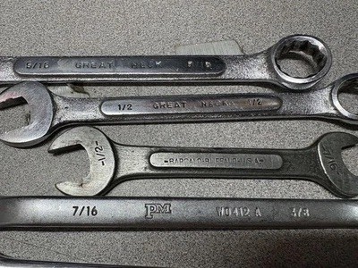 7-ASST. COMBO WRENCHES-Proto Tools 3020 5/16+PM+ACE+STANLEY 3/8-9/16” ASST. L-GN