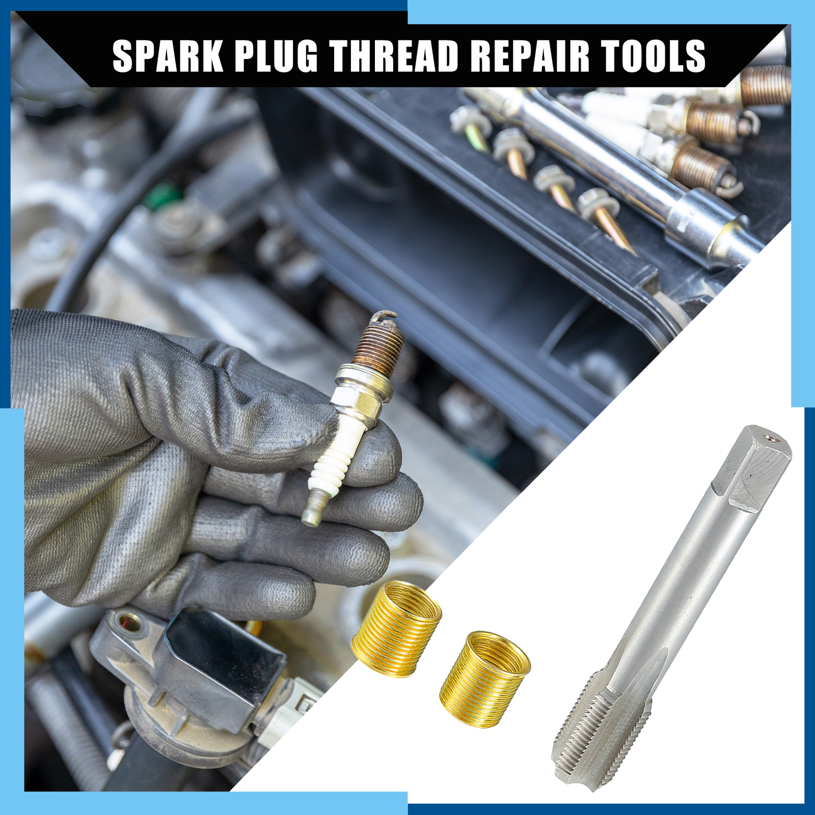 Universal Pack (1) Spark Plug Thread Repair Tool w/ M14x1.25 Insert M16x1.25 Tap