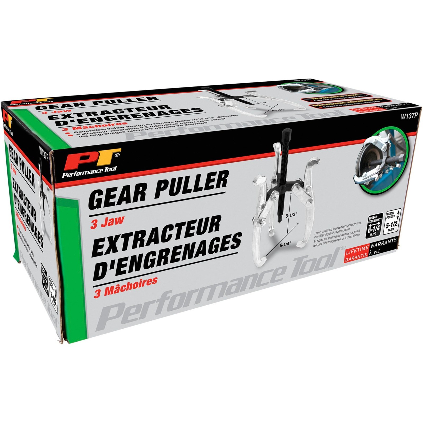 6-Inch 3-Jaw Gear Puller, Reversible Design, Drop-Forged Steel, Chrome Plated, A