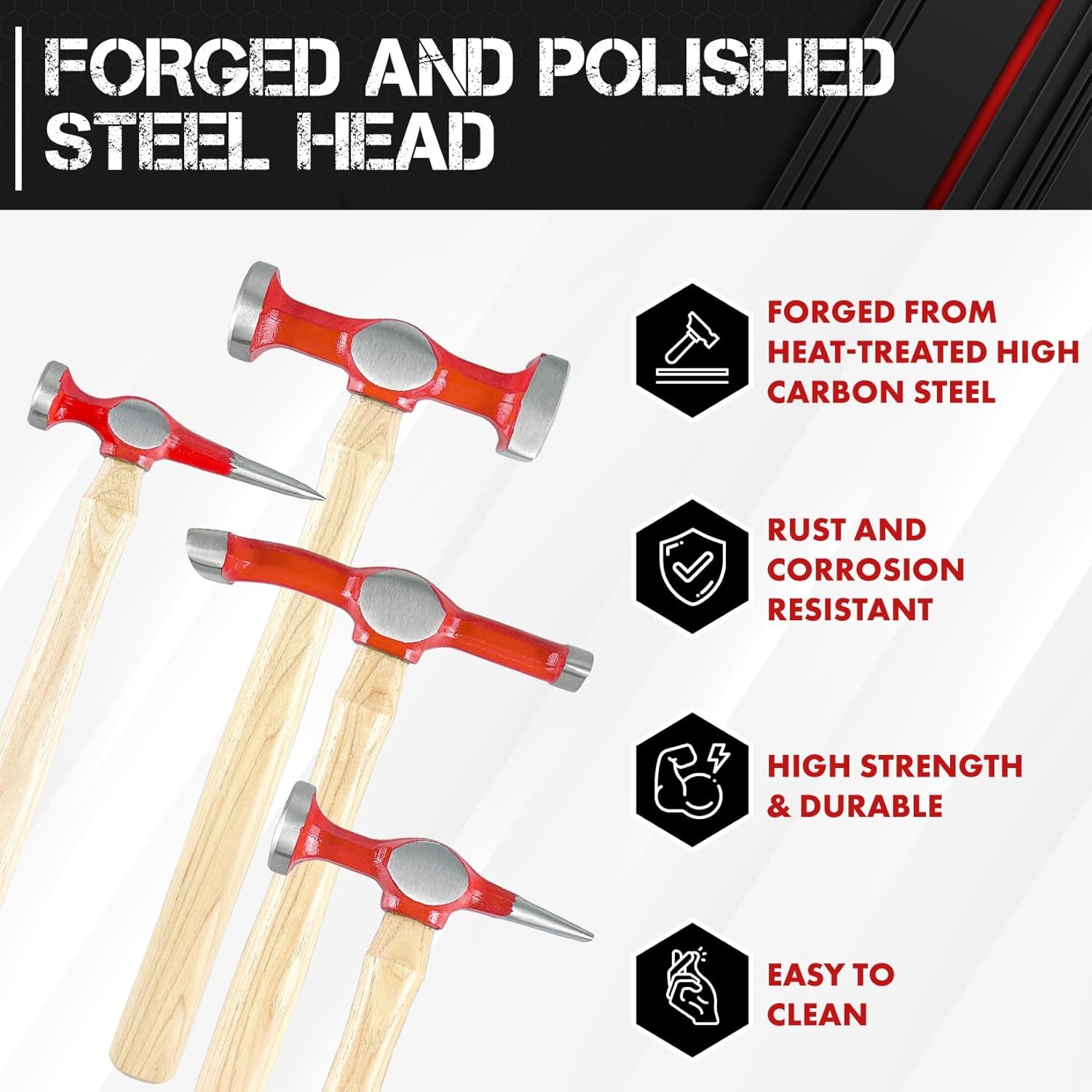 C&T 9 Piece Heavy Auto Body Repair Tool Hammer Dolly Set, Car 9PC
