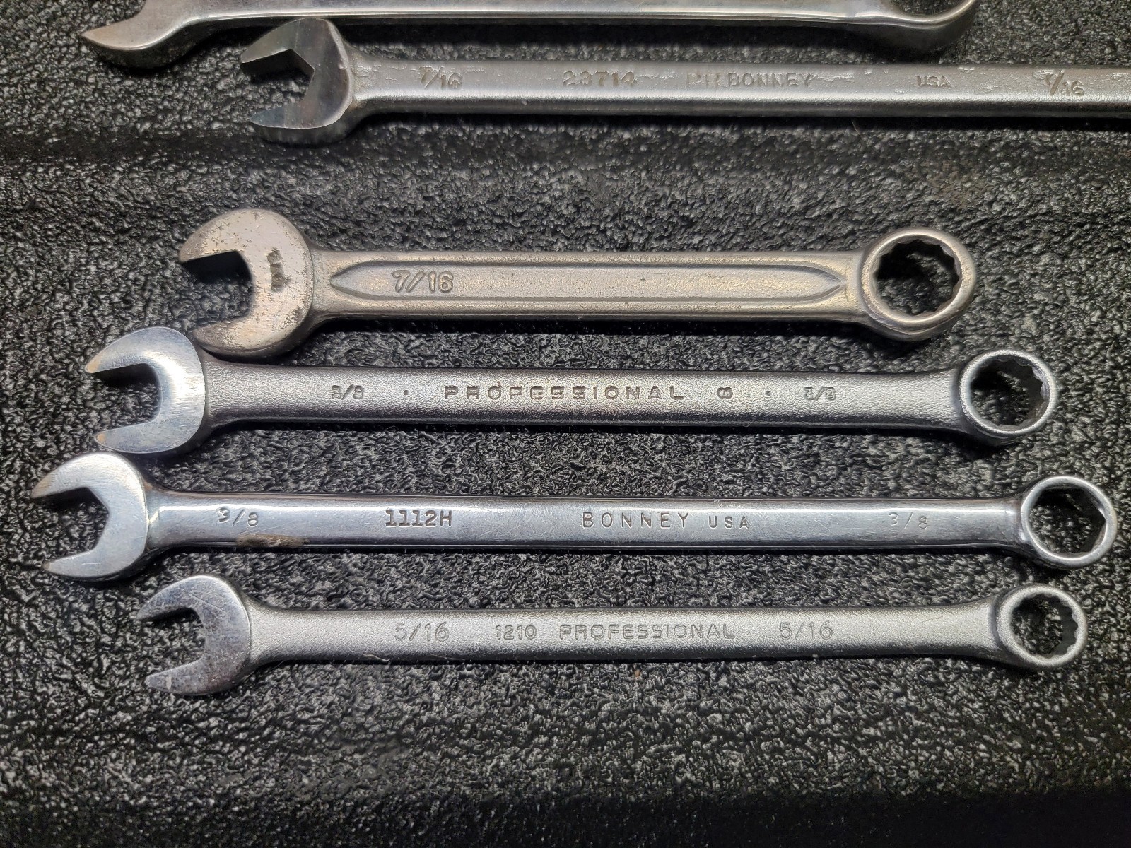 Vintage USA SAE combination wrench lot Proto Bonney K-D Indestro 8 Piece