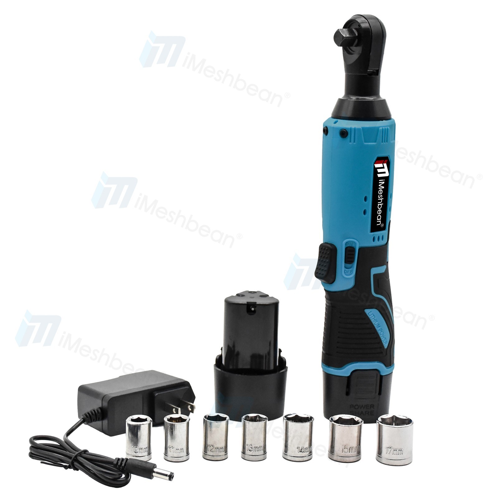 12V 3/8″ Cordless Electric Ratchet Socket impact Wrench Right Angle Battery 60Nm