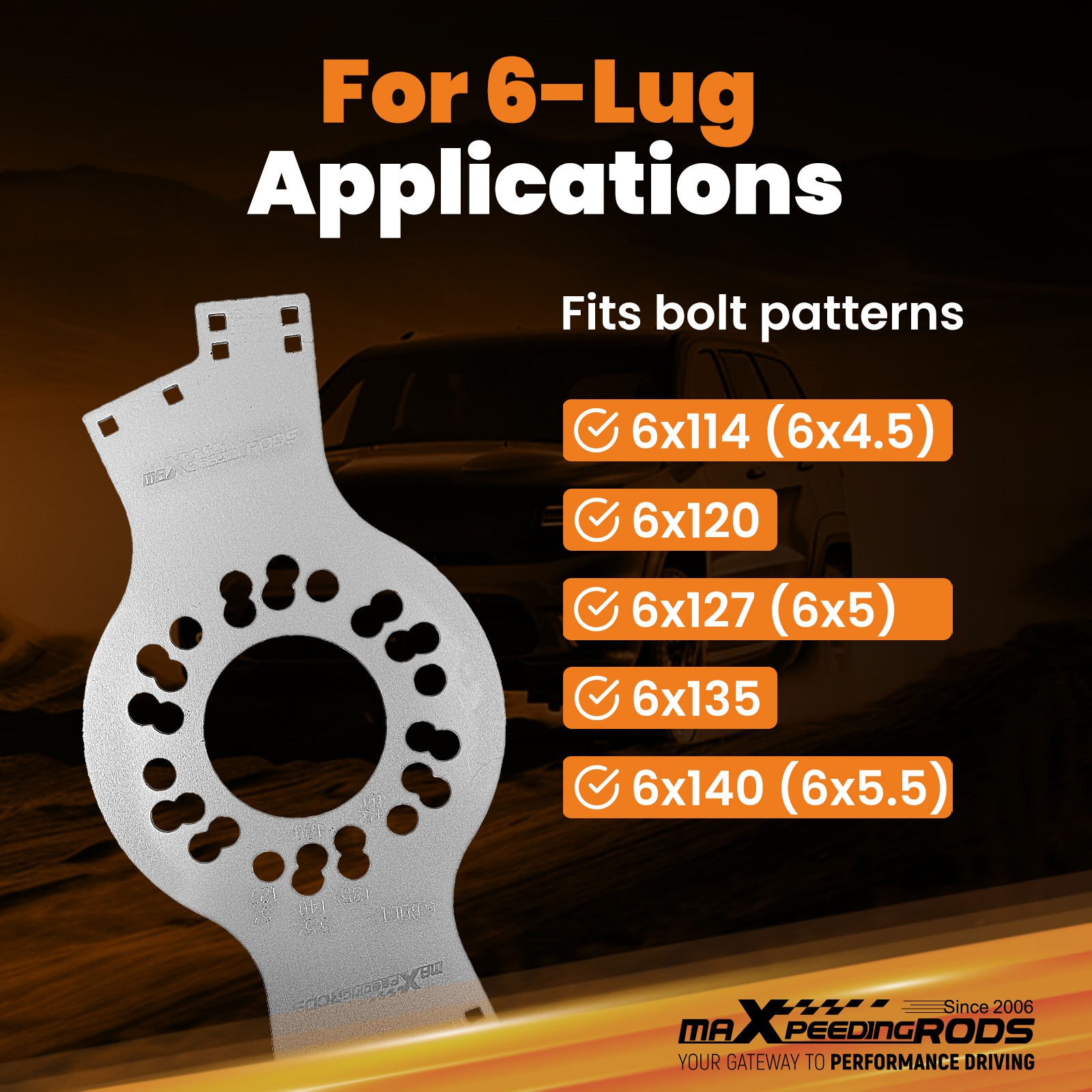 6-Lug Wheel Bolt Pattern Fitment Tool Steel 6×4.5 6×5 6×5.5 Universal Fit